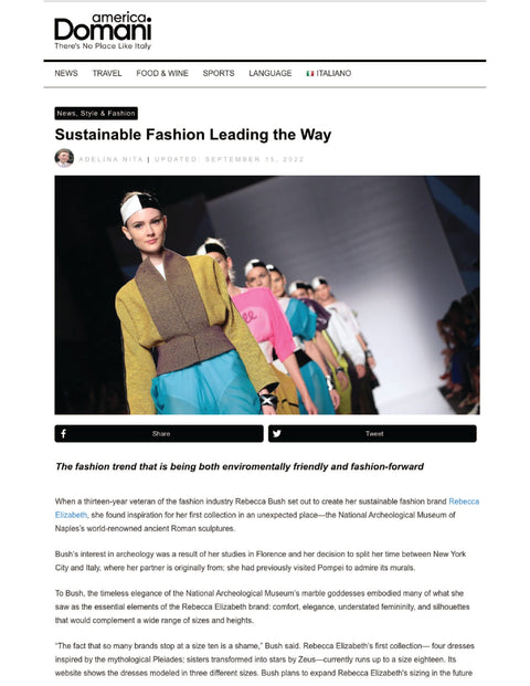 America Domani — Sustainable Fashion Leading the Way Featuring Rebecca Bush