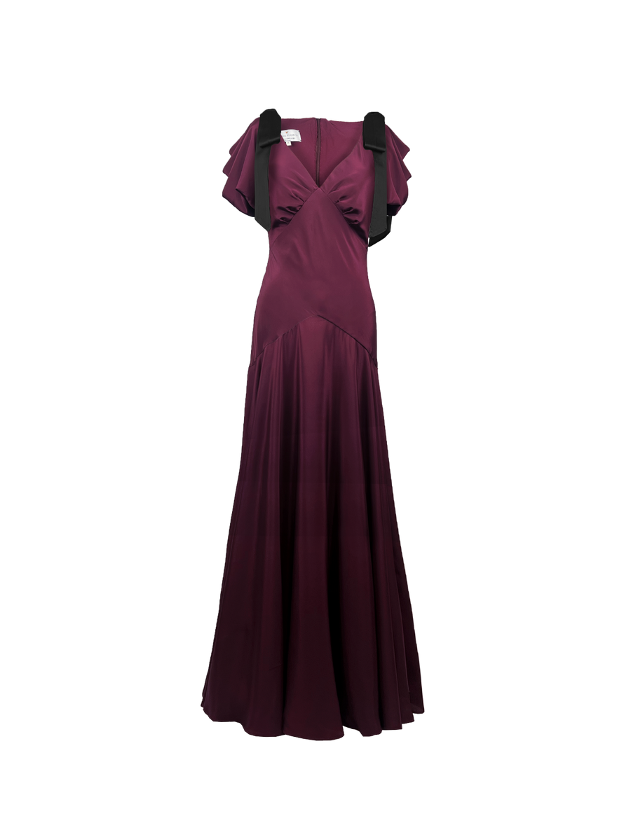 Amara Bow Gown Mulberry - Ghost